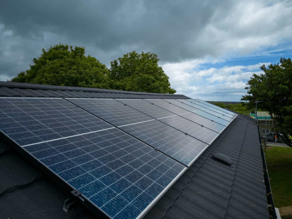 solar panels on roof